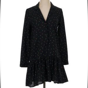 Zara drop waist shirt mini dress in black with a star print Size Small